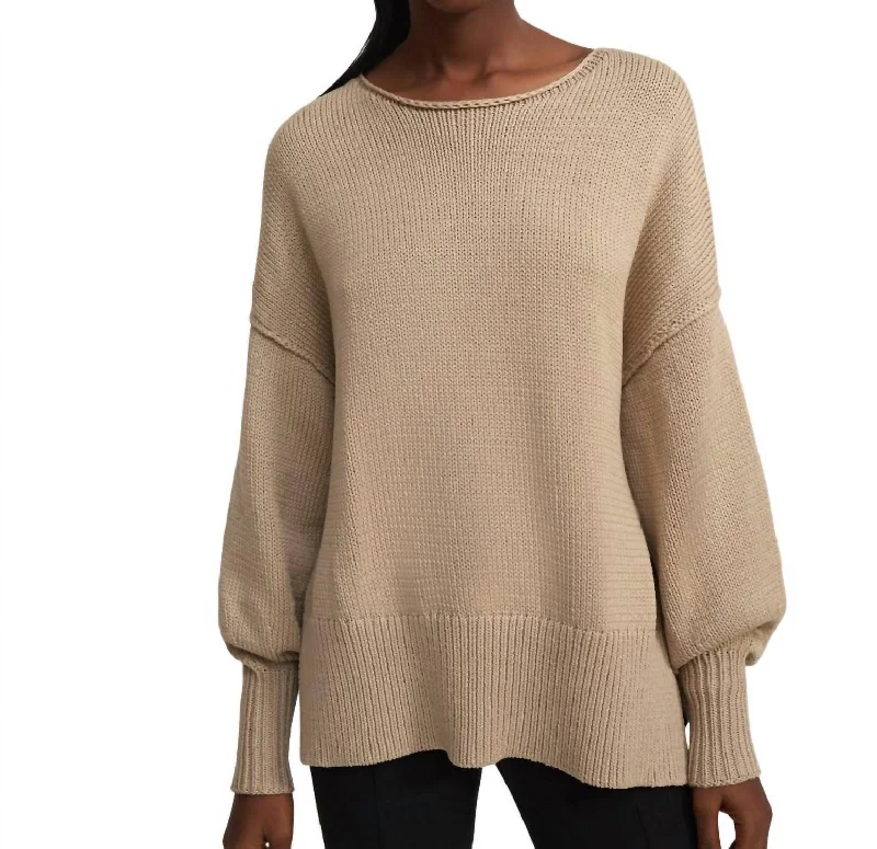 Affordable Luxury Women's Garments Cotton Chainette Chunky Pullover Sweater In Light Oat