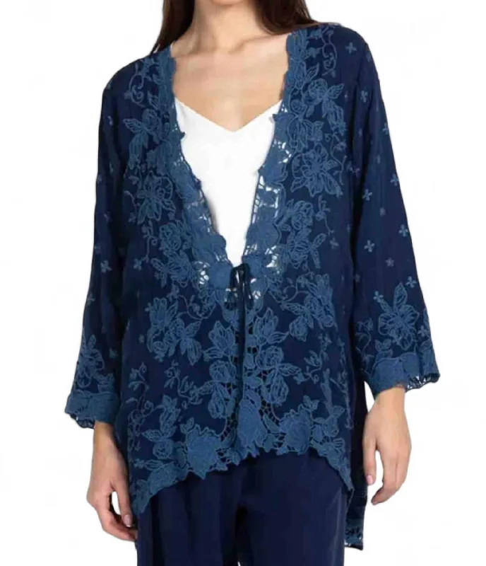 Women's Activewear Outfit Traci Kimono In Blue Night