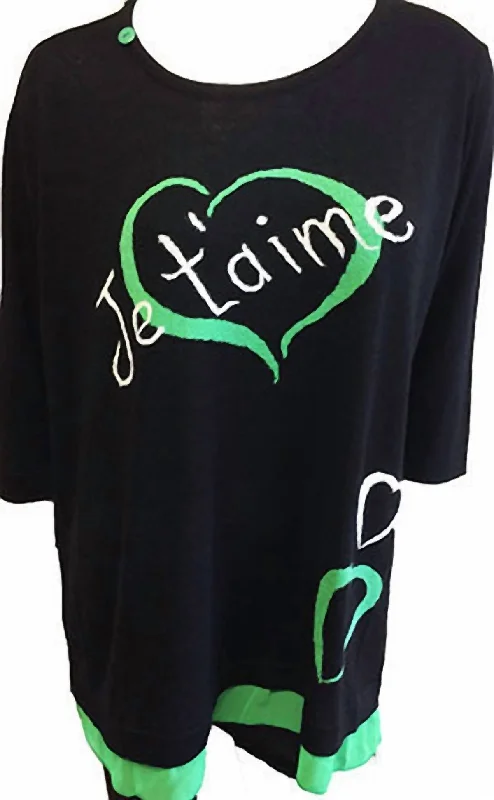 Women's Trendy Outfit Je'taime Sweater In Black/green