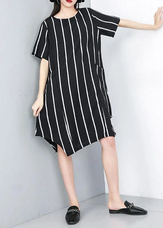 Women's Evening Outfit Women plus size Summer Pullover Fashion Striped Irregular Dress