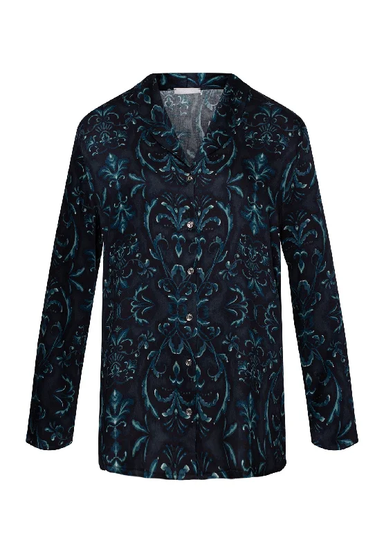 Women's Weekend Outfit Marlene Collared Button Front Shirt | Glowing Damask 74838-2163