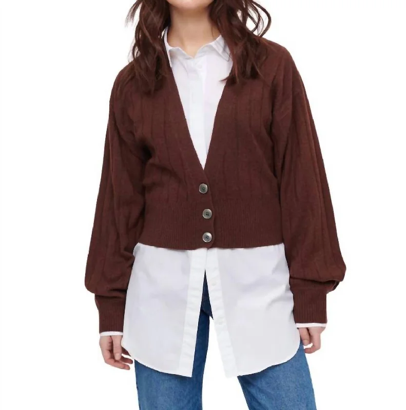 Women's Relaxed Outfit Gigi Blouson Cardigan In Chocolate