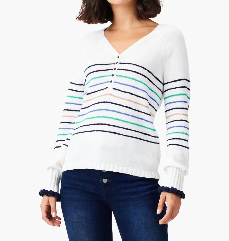 Casual Attire For Women Maritime Stripe Sweater In Cream Multi