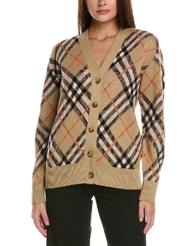 Formal Garments For Women Burberry Check Wool & Mohair-Blend Cardigan