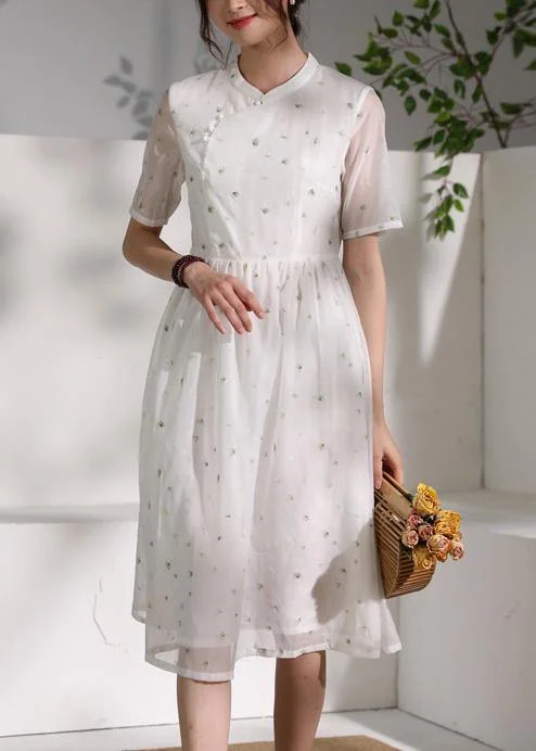 Women's High-Fashion Outfit Style white clothes stand collar Cinched oversized Dress