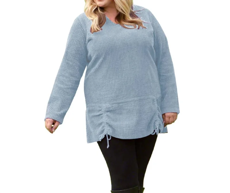 Women's High-Fashion Garments Channel Islands Chenille Long Sleeve Rayanne Sweater - Plus In Sanjuan Blue