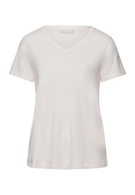 Women's High-Fashion Garments Sleep And Lounge Relaxed V-Neck T-Shirt | Rose Cream 74842-1393