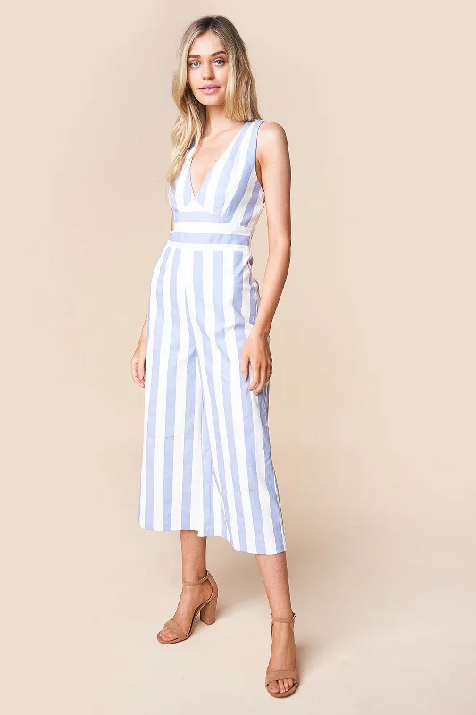 Women's Attire Bahama Mama Striped Halter Jumpsuit