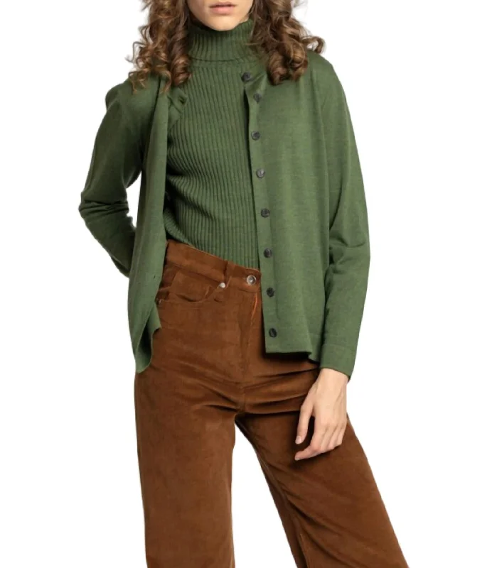 Women's Clothing Outfit Set Solid Cardigan In Green