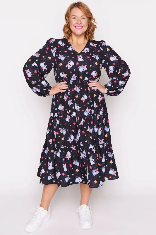 Women's Resort Attire Charity Bilby Blossom Long Sleeve Dress