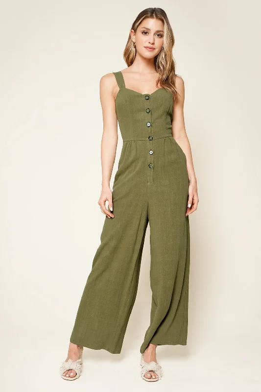 Women's Romantic Outfit Charleston Button Down Jumpsuit