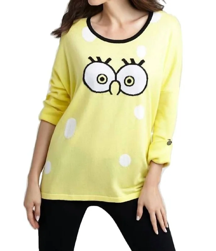 Women's Travel Attire Cartoon Graphic Sweater In Yellow/white