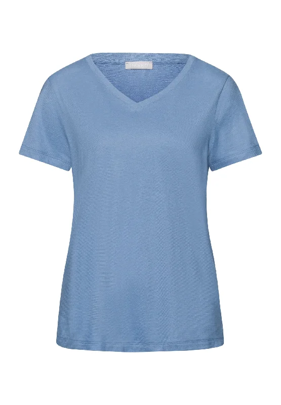 Stylish Women's Garments For Holidays Sleep And Lounge Relaxed V-Neck T-Shirt | Endless Blue 74842-2533