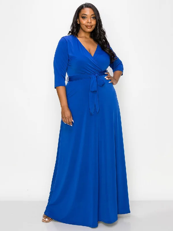 Chic Women's Attire Signature Plus Size Maxi Dress in Royal Blue