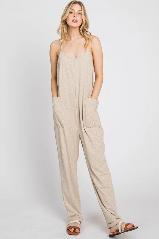 Women's Vintage-Inspired Outfit Hippie Cami Jumpsuit