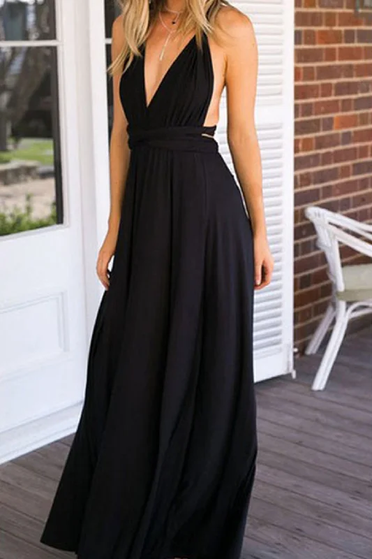 Women's Charming Outfit For Events Multi-wear Strappy Backless Maxi Dress