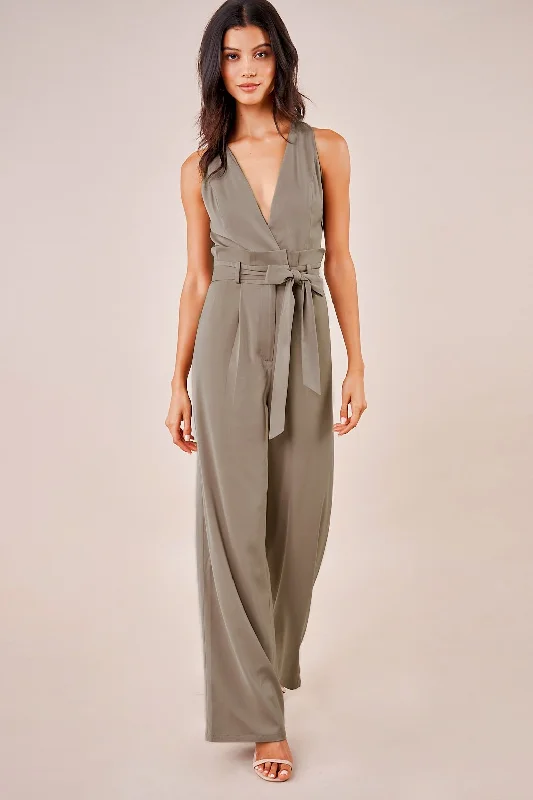 Women's Chic Outerwear Attire Walk Off Surplice Jumpsuit