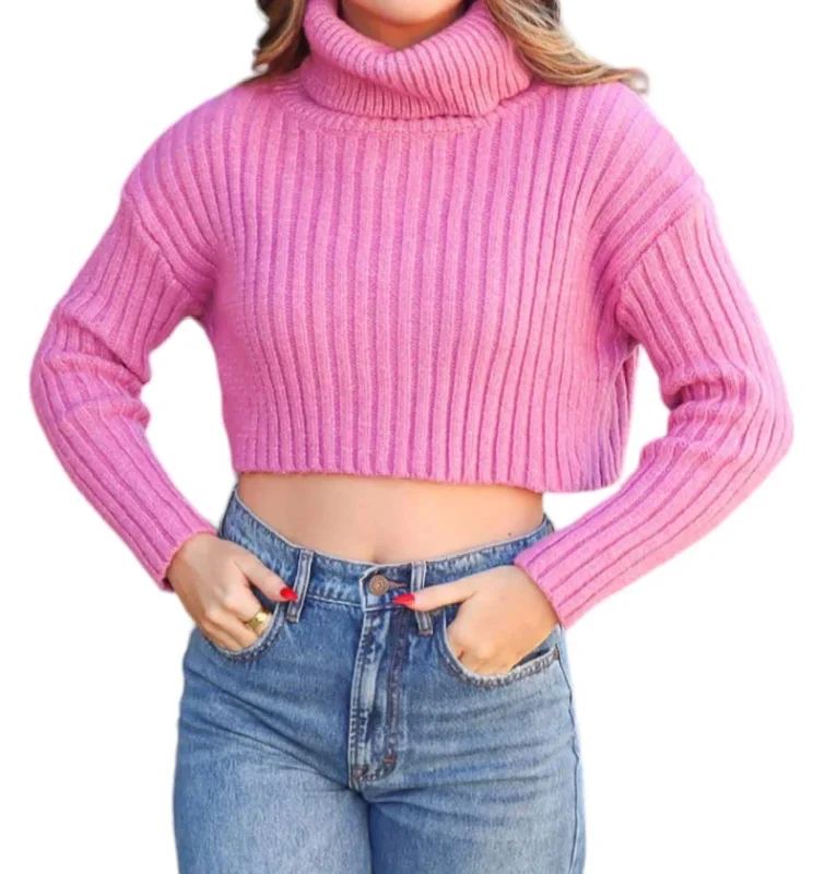 Women's Cozy Winter Attire Turtleneck Sweater In Mauve