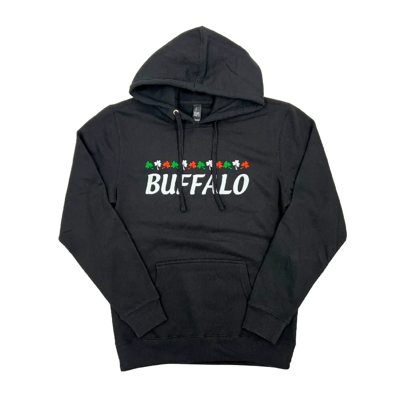 Women's Casual Outfit Buffalo With Shamrocks Black Hoodie