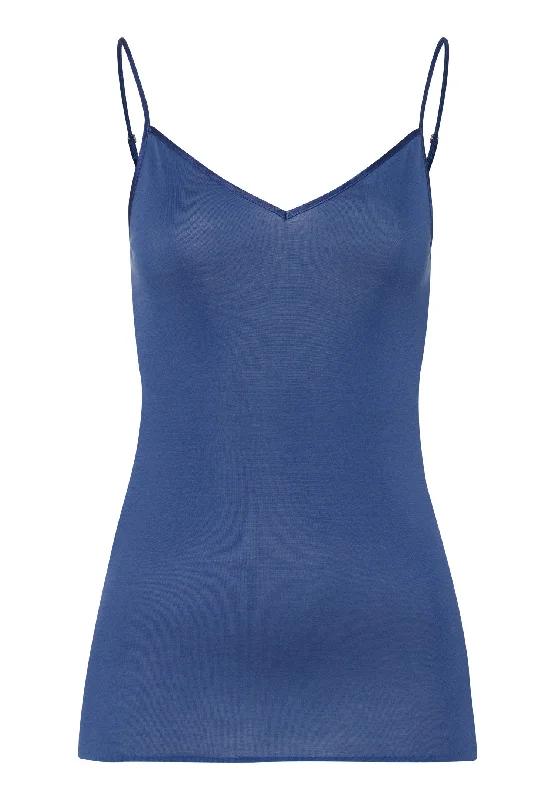 Women's Vacation Attire Cotton Seamless V-Neck Cotton Camisole | True Navy 71601-2604