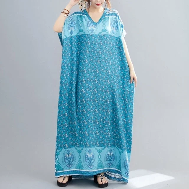 Women's Romantic Outfit Aquaria Blue Kaftan Dress