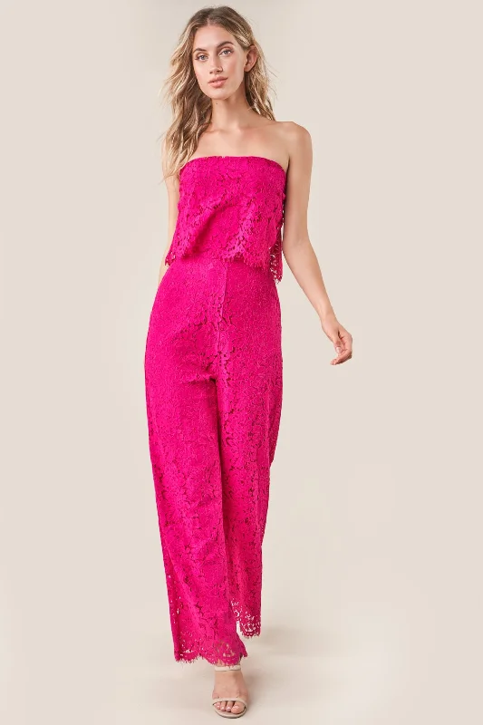 Women's Evening Outfit Lust For Love Strapless Lace Jumpsuit