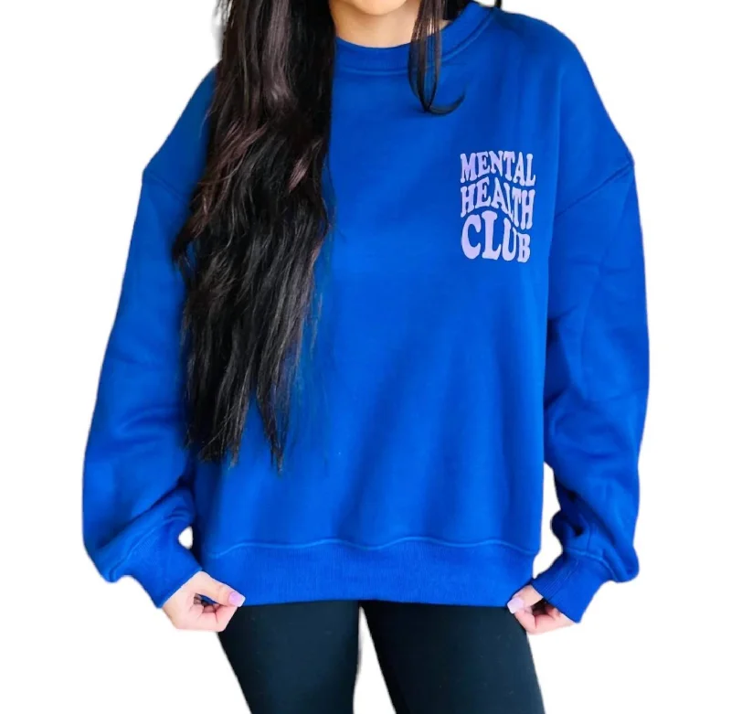 Women's Holiday Attire Mental Health Club Sweatshirt In Blue