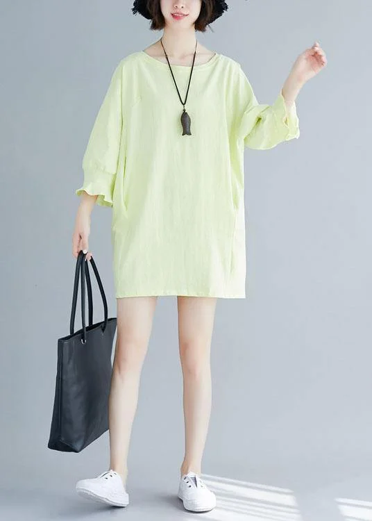 Women's Outdoor Attire Organic flare sleeve Cotton clothes Women Tunic Tops light yellow Dresses summer