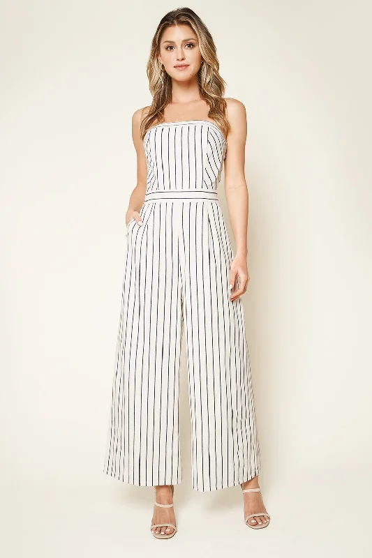 Modern Women's Outfit Sunlife Striped Strapless Jumpsuit