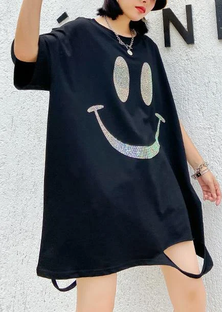 Women's Activewear Garments Italian o neck Hole Cotton summer quilting dresses Catwalk black Dresses