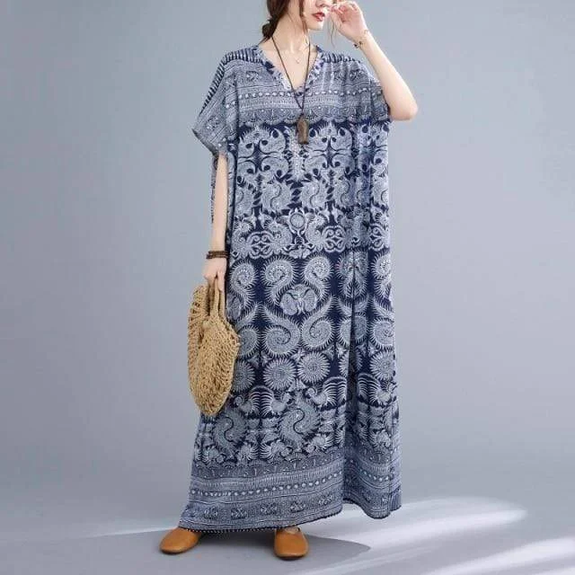 Women's Casual Outfit Yin Yang Dragon Kaftan Dress