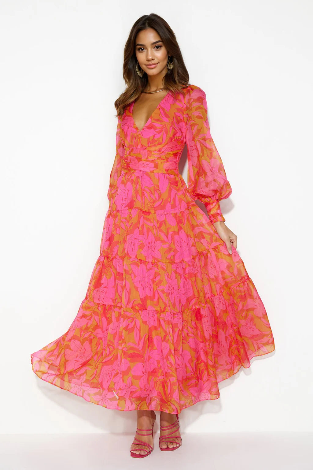 Women's Vintage-Inspired Outfit Gotta Thrive Maxi Dress Pink