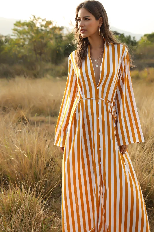 Women's Travel Outfit Set Rolla Striped Button Down Maxi Shirt Dress