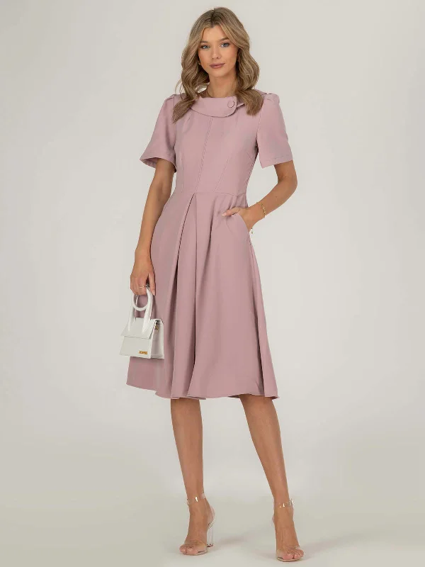 Affordable Luxury Women's Garments Jolie Moi Valery Button Collar Dress, Dusty Pink