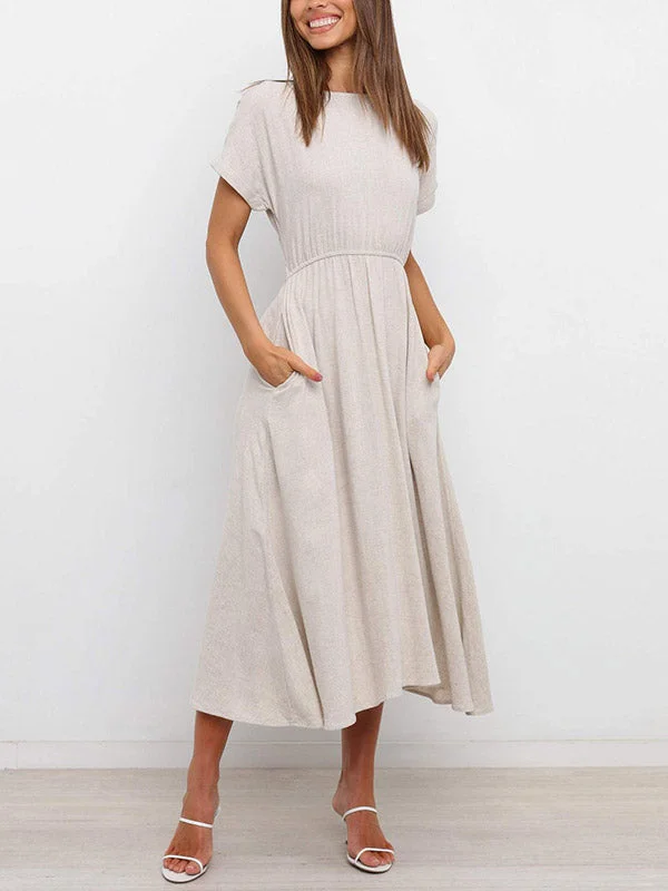 Women's Resort Garments Solid Tie Back Midi Dress