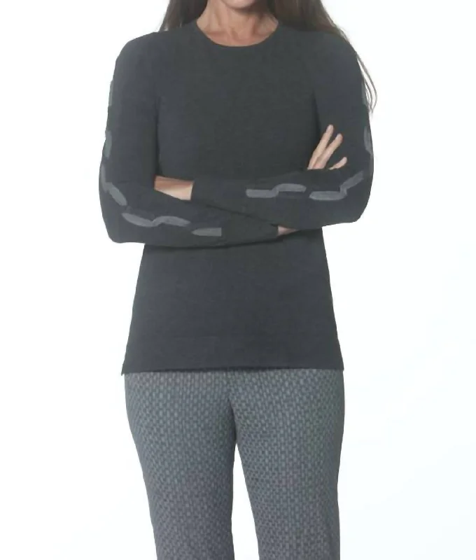 Formal Outfit For Women Cabled Crewneck Sweater In Charcoal