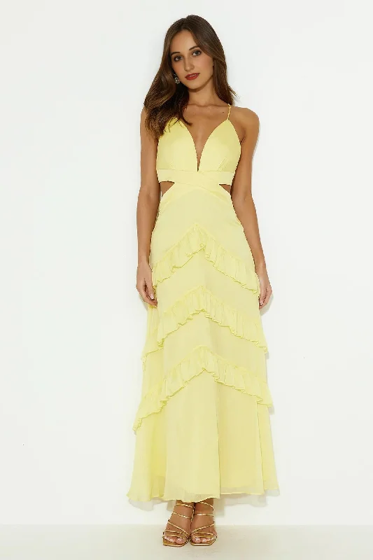 Women's Travel Attire Sunset Dreamer Maxi Dress Yellow