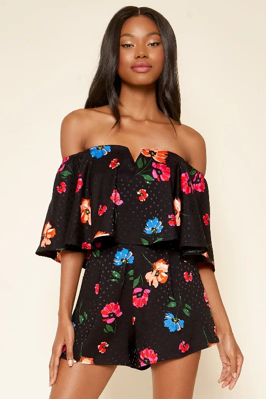 Women's Elegant Garments Bailamos Idris Floral Off The Shoulder Romper