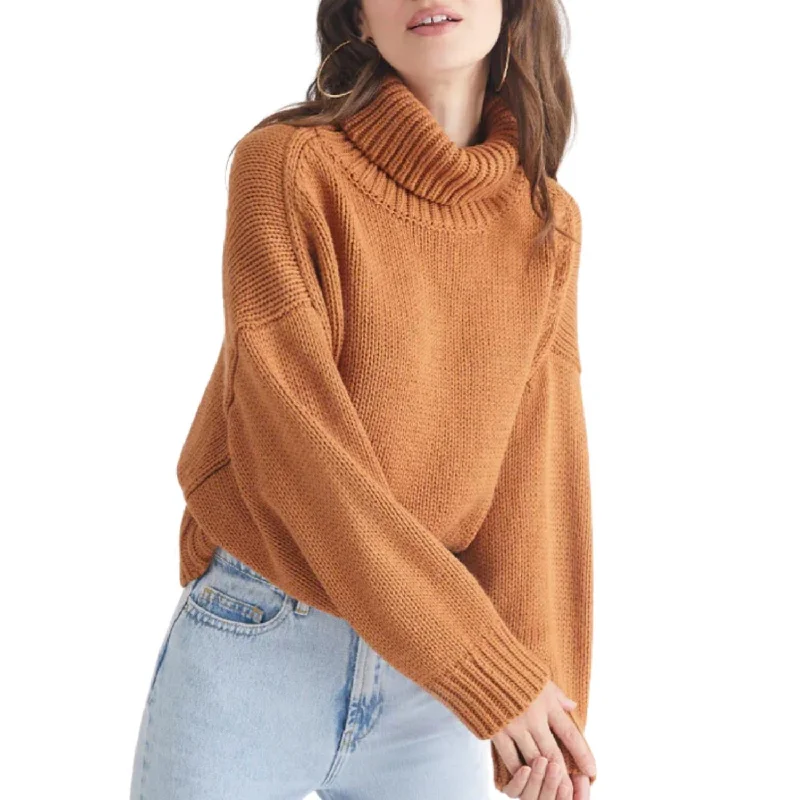 Women's Effortless Casual Outfit Edie Chunky Turtleneck Sweater In Toasted Alomd