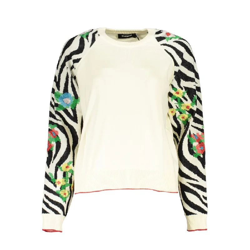 Chic Women's Garments Desigual Elegant  Crew Neck Sweater with Contrast Women's Details