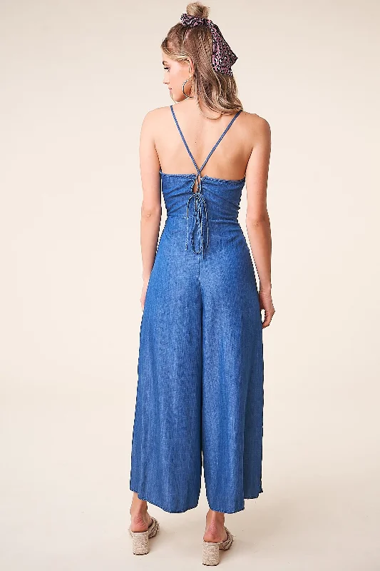 Women's Tailored Outfit Catamaran Denim Wide Leg Jumpsuit