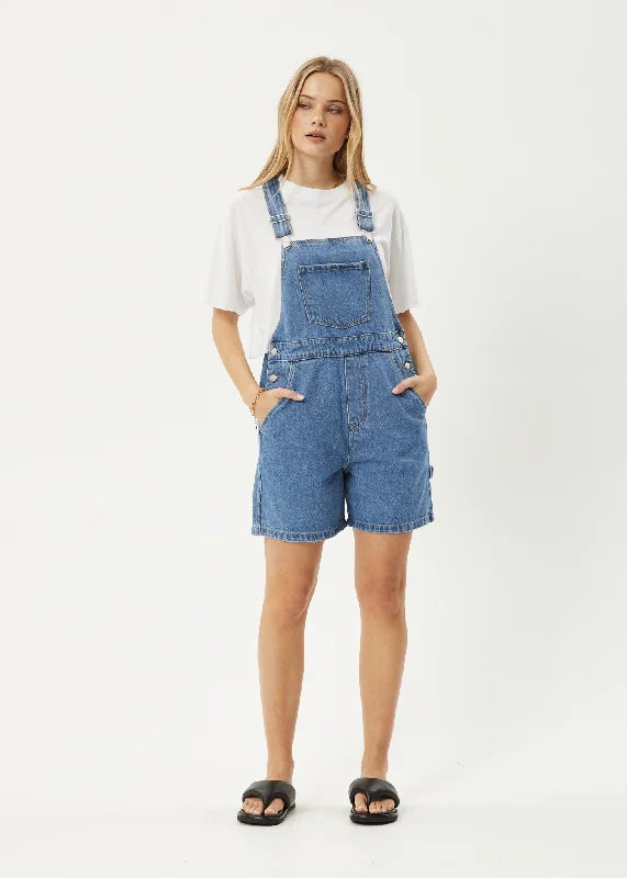 Women's Outerwear Garments AFENDS Womens Lil Louis - Denim Overall - Worn Blue