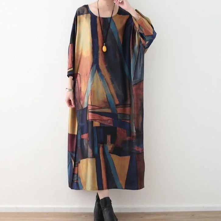 Casual Garments For Women Abstract Prints Loose Retro Dress