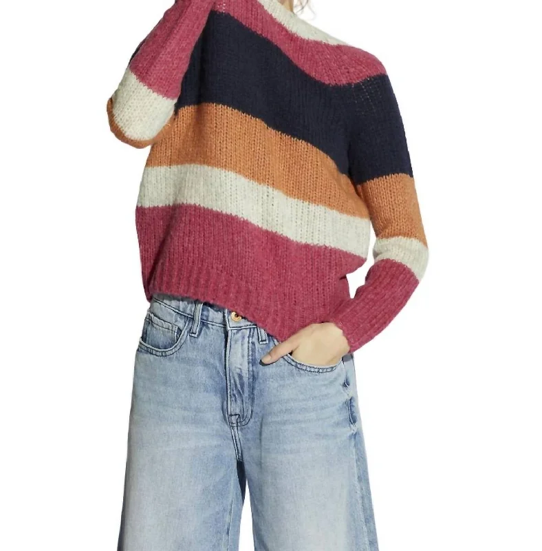 Women's Transitional Outfit Daja Raglan Sleeve Sweater In Punch Bowl Stripe