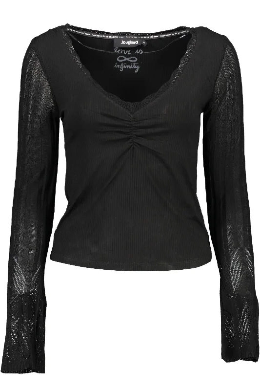 Women's Comfortable Lounge Garments Desigual Chic V-Neck Lace Accent  Women's Shirt