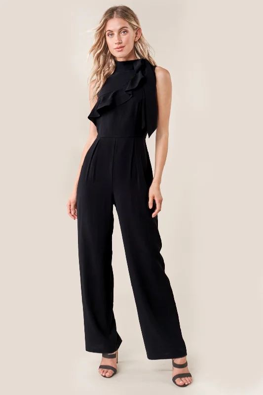 Women's Classic Attire Daring Demi Neck Tie Jumpsuit