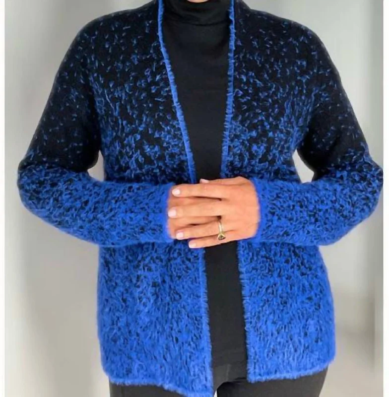 Women's Active Outfit For Fitness Fuzzy Cardigan In Royal/black