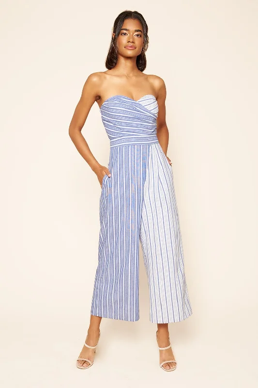 Women's Trendy Casual Outfit Leo Striped Strapless Jumpsuit