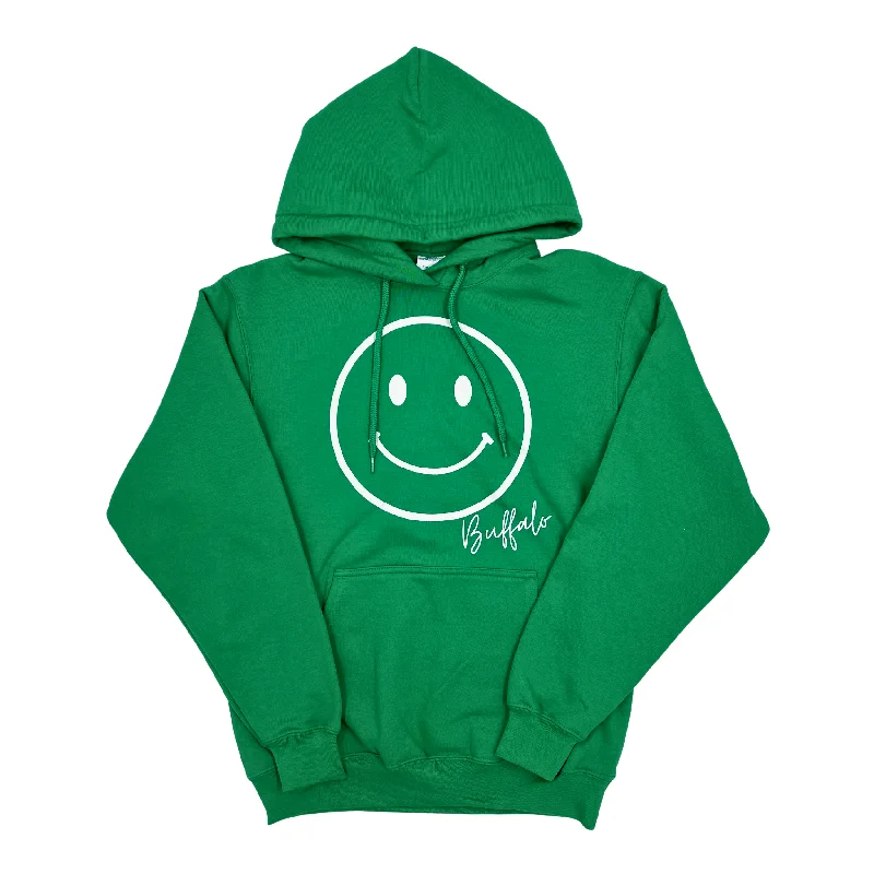 Formal Outfit For Women Smiley Face With Buffalo Wordmark Green Hoodie