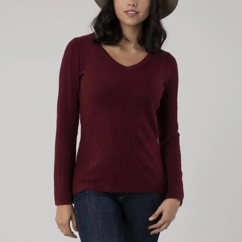 Women's Athletic Garments Coco V-Neck Sweater In Damson